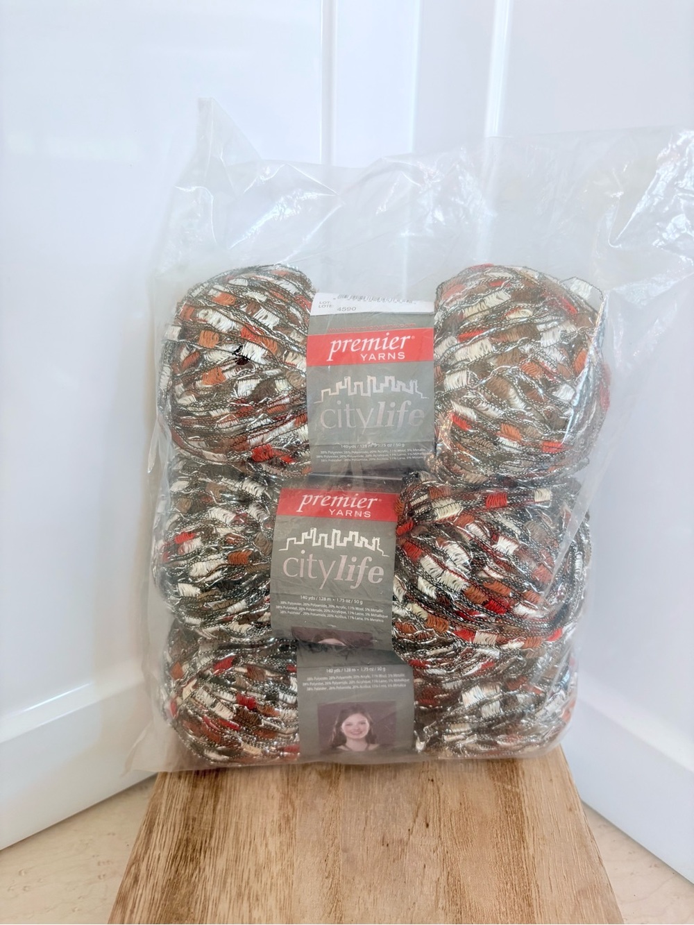 Premier Multicolor Ribbon Yarn in Brown, Orange, White